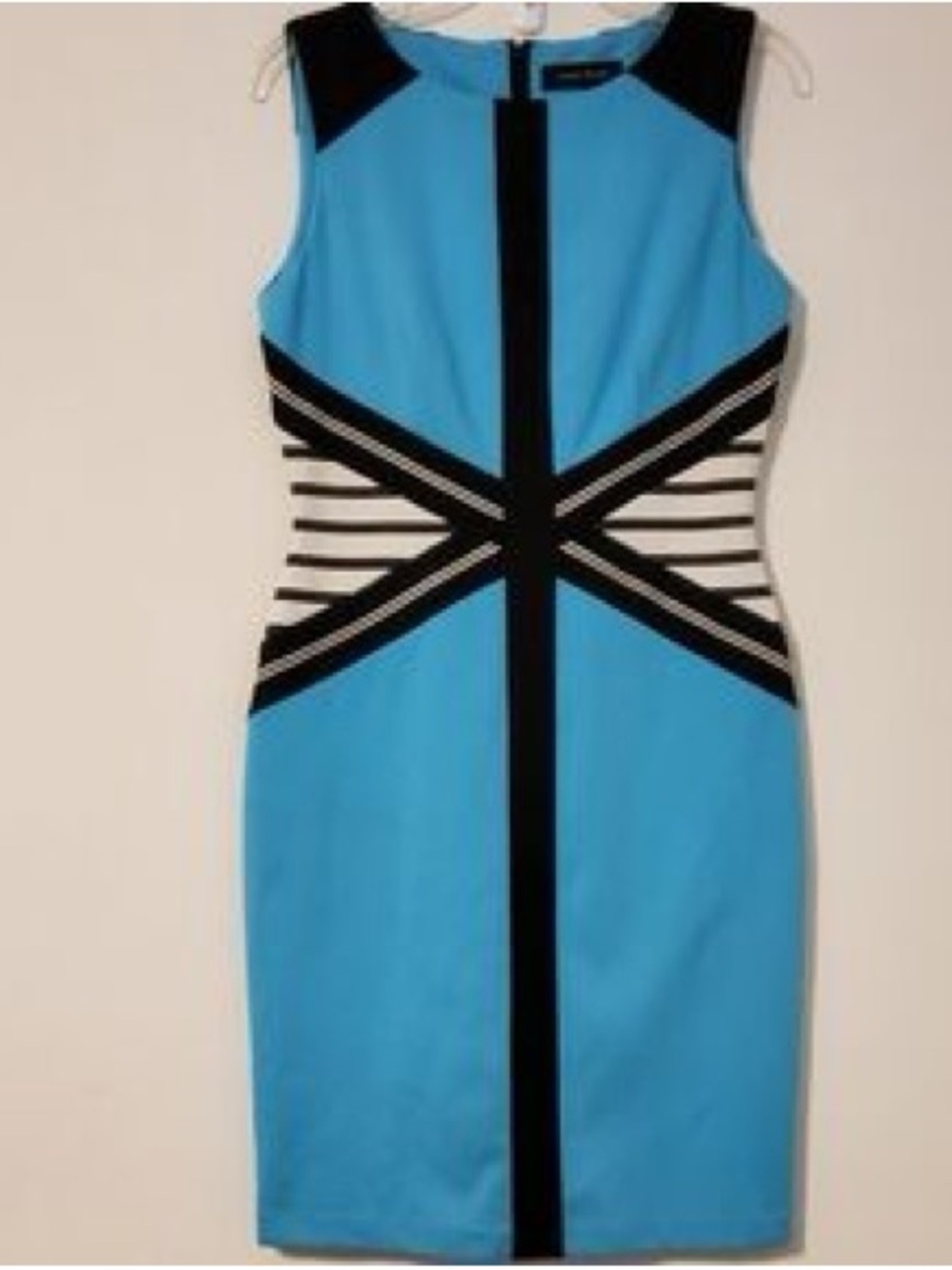Ivanka Trump Blue Sheath Dress with Black Contrast 14 - Picture 6 of 12